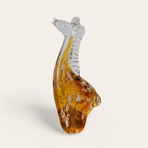 Vintage‎ Crystal Clear Amber Giraffe Glass Figurine 10"